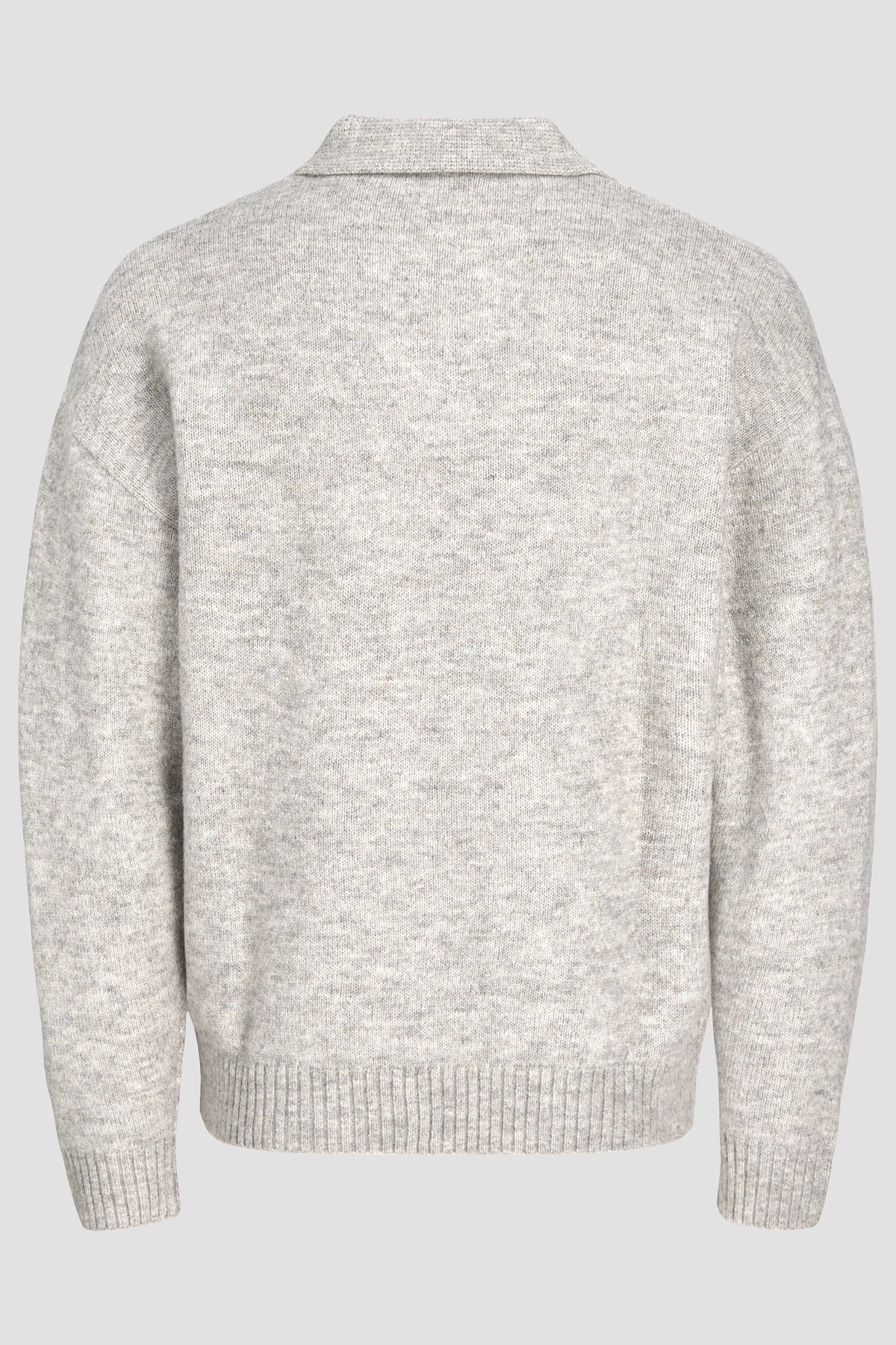 Jack & Jones Soho Ollie Knit Split Neck Light Grey Melange