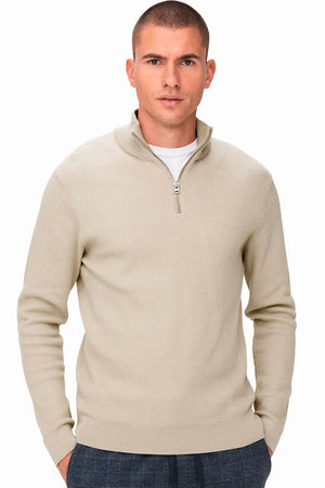 ONLY & SONS PHIL COTTON HALF ZIP KNIT Silver Lining