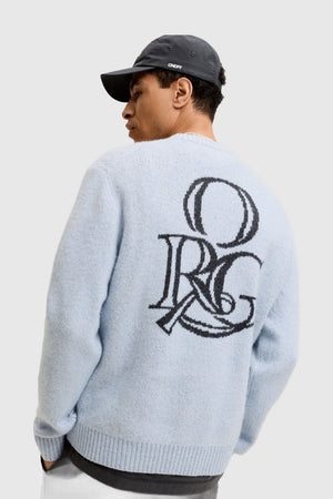 Jack & Jones Chamberi Knit Jacquard Crew Neck Cashmere Blue