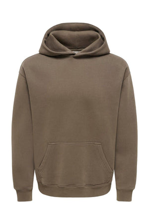 Only & Sons Larry Eflow Rlx LS Washed Hood Sweat Tarmac