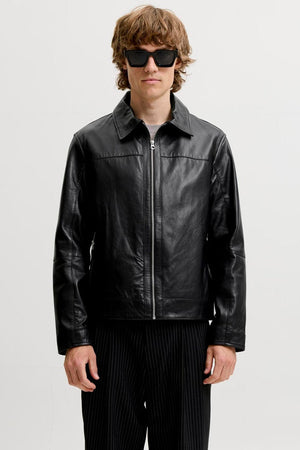 Jack & Jones Atocha Leather Jacket Black