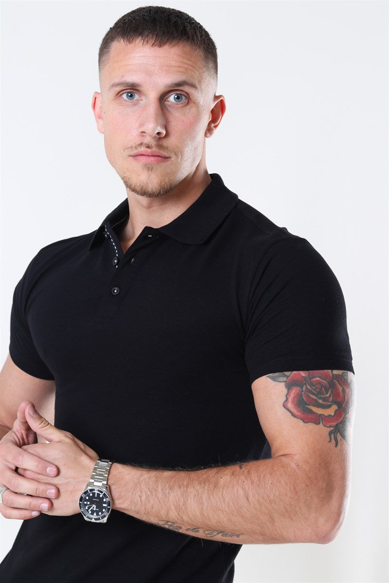 Muscle Fit Stretch Polo SS Black –