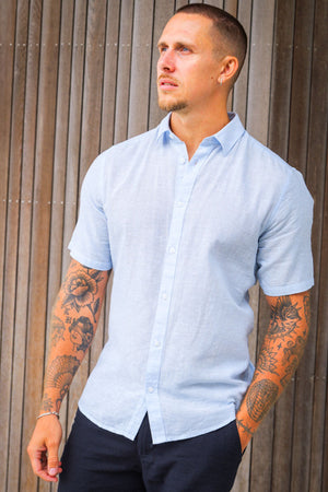 ONLY & SONS Caiden SS Linen Shirt Cashmere Blue