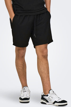 ONLY & SONS Tel Regular Plizze Shorts Black