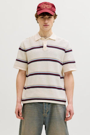 Jack & Jones Maine Knit Stripe Polo Sea Salt