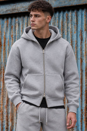 Jack & Jones Legacy Sweat Scuba Zip Hoodie Light Grey Melange