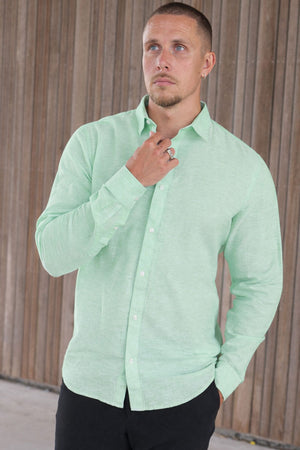 Only & Sons Caiden Life LS Solid Linen Blend Shirt Quiet Green