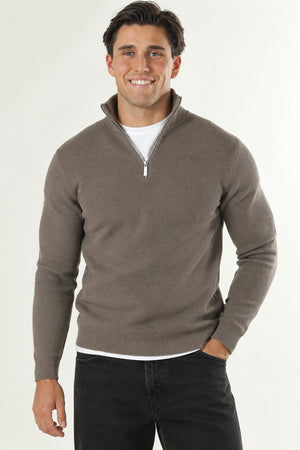Selected Dane LS Structure Knit Half Zip Morel