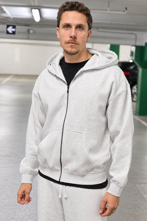 Only & Sons Ceres Oversized Zip Hoodie Super Light Grey Melange