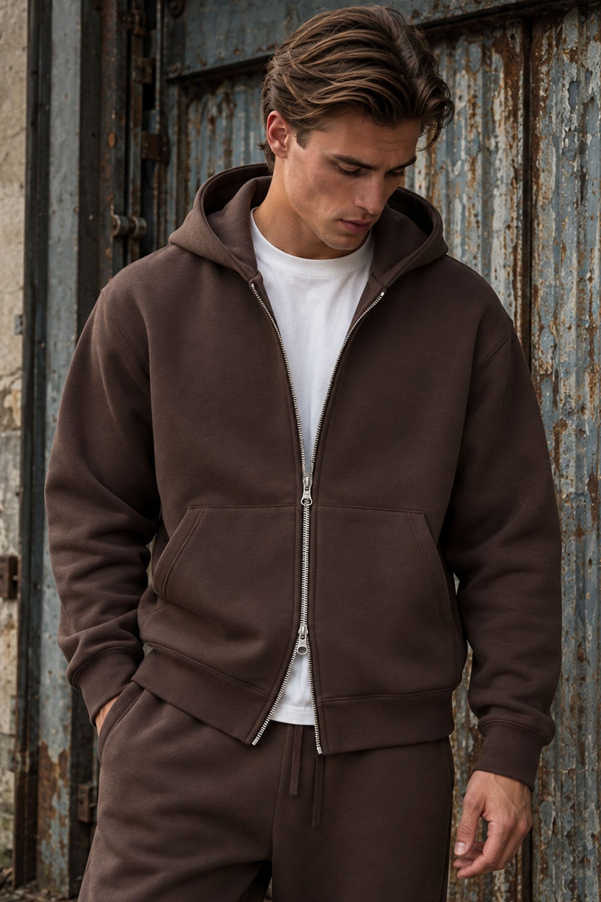 Jack & Jones Legacy Sweat Scuba Zip Hoodie Chocolate Torte