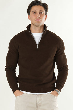 Selected Dane LS Structure Knit Half Zip Demitasse