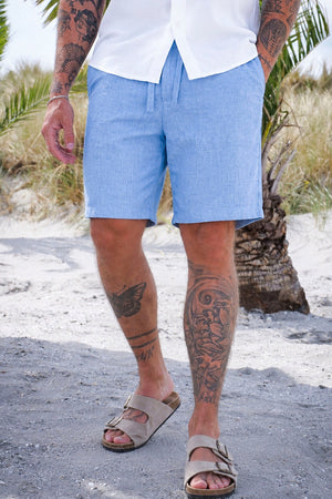 Selected Regular Brody Linen Blend Shorts Cashmere Blue
