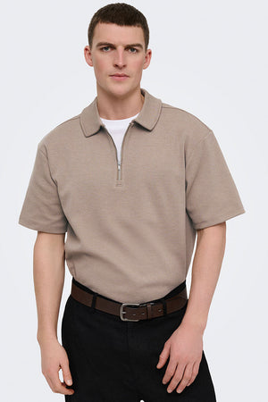 Only & Sons New Kodyl Rlx Polo Demi-Zip Ss Fossile