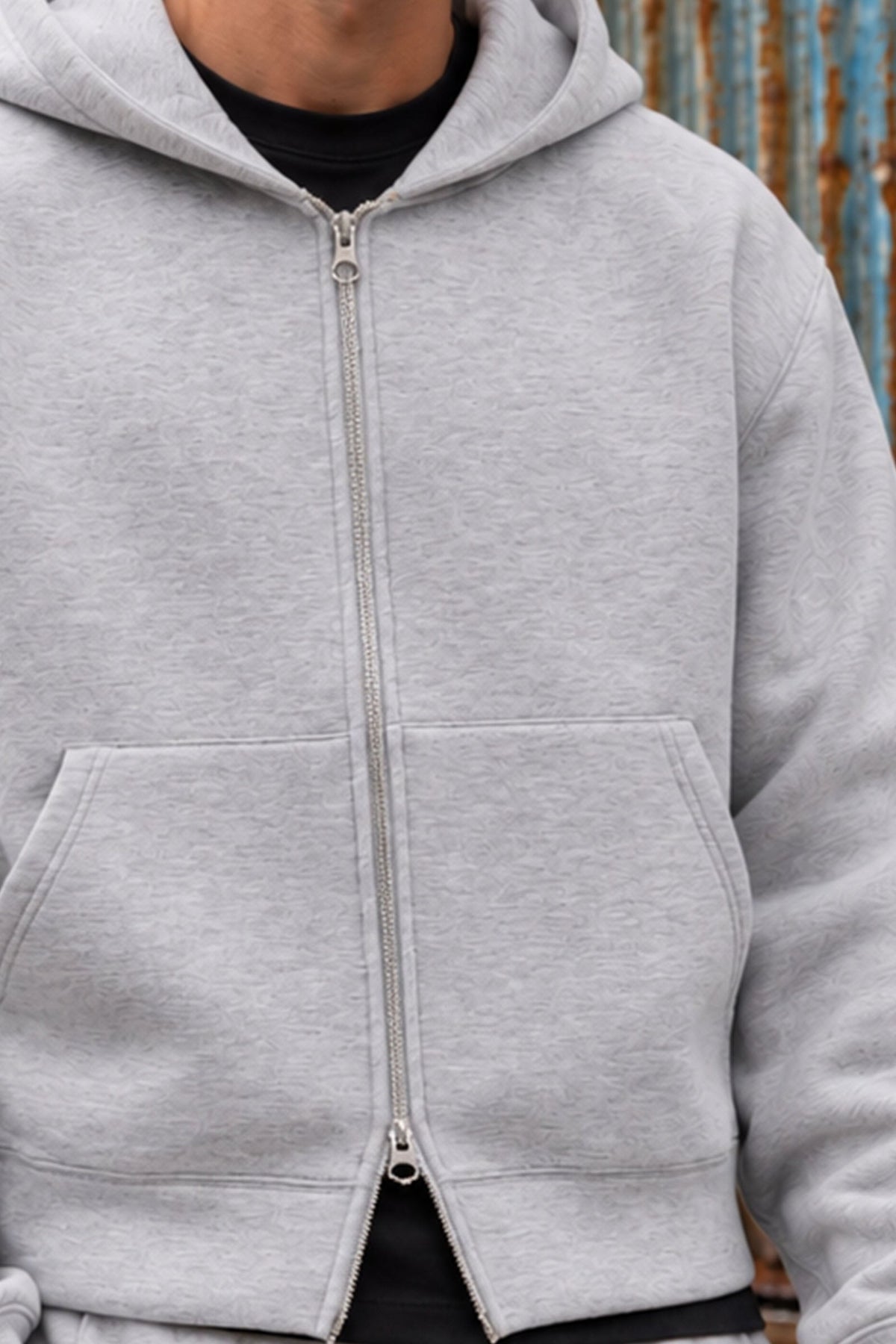 Jack & Jones Legacy Sweat Scuba Zip Hoodie Light Grey Melange