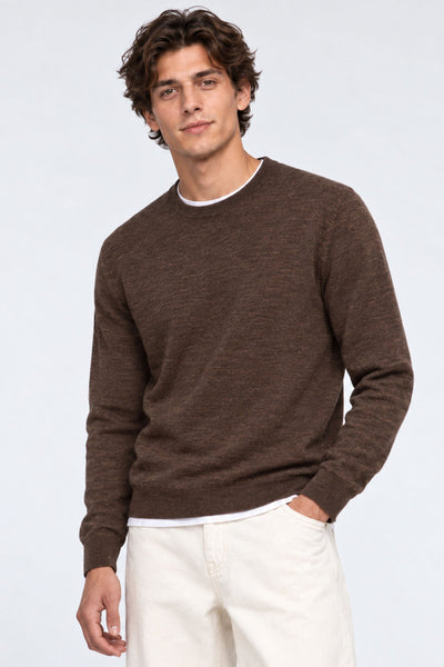 Clean Cut Copenhagen Merino Crewneck Knit Brown Melange