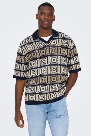 Only & Sons Bart Life Rlx 5 SS Resort Knit Dark Navy