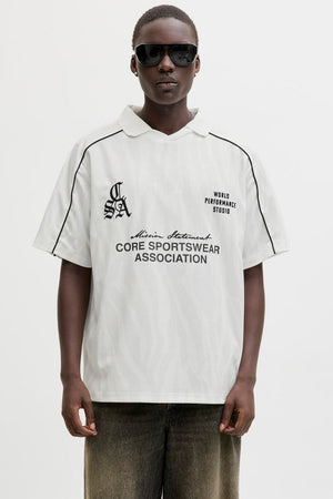 Jack & Jones Codust Piping Football Open Collar SS Bright White Shirt