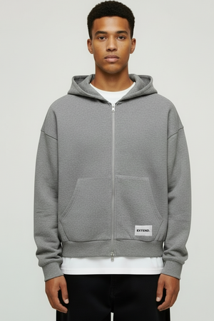 Only & Sons Goyle Boxy Zip Sweatshirt Medium Grey Melange