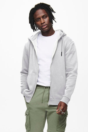 Only & Sons Ceres Zip Sweatshirt Super Light Grey Melange