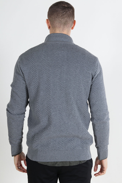 Kronstadt Carlo Cotton half zip knit Lt Grey Mix