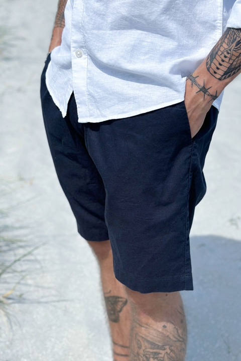 Clean Cut Copenhagen Barcelona Cotton Linen Shorts Navy