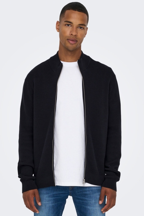 ONLY & SONS Phil Structure Cardigan Zip Knit Dark Navy