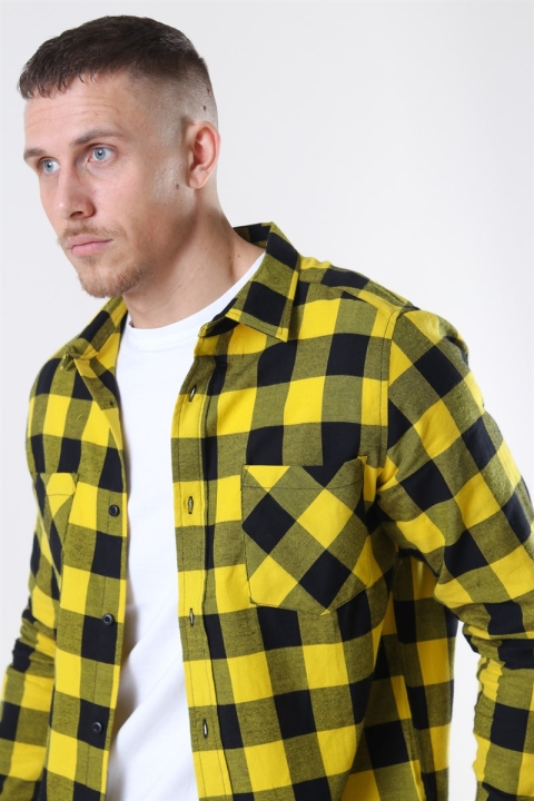 URBAN CLASSICS Checked Flanell Shirt Black/Honey