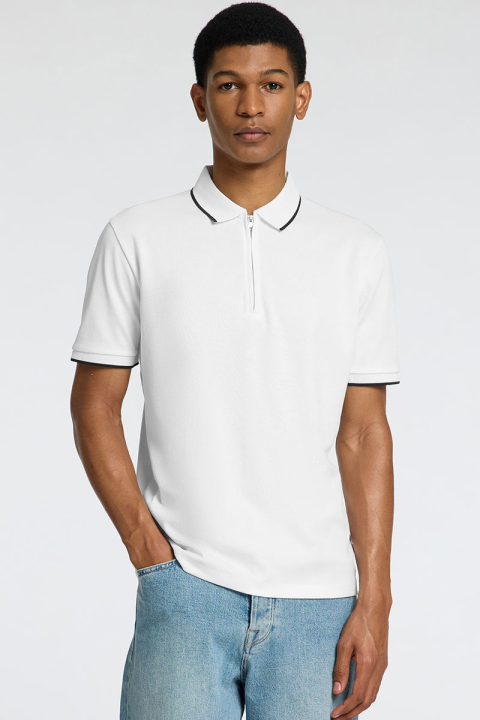 Selected Fave Zip Sport Polo SS Cloud Dancer