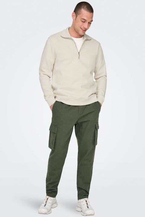 ONLY & SONS Linus Cargo Cotton Linen Pants Olive Night