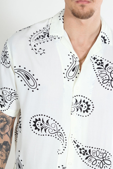 Jack & Jones Jeff Abstract Print Resort Shirt SS Cloud Dancer