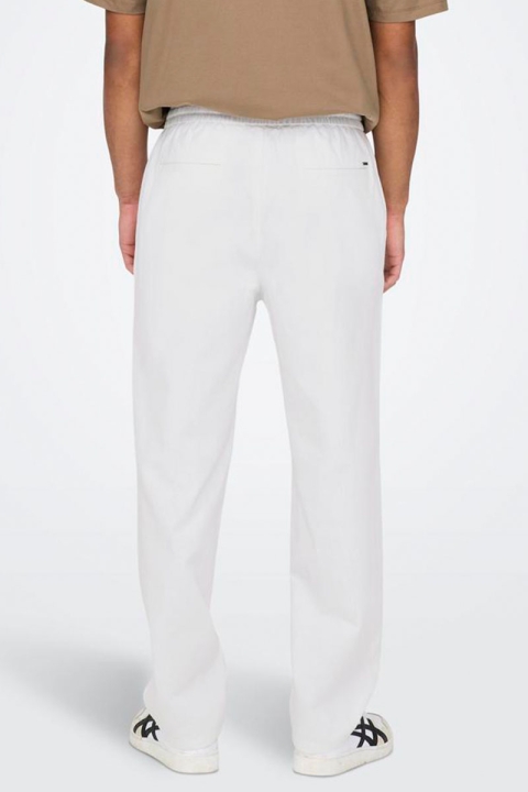 ONLY & SONS Sinus Loose Cotton Linen Pants Bright White