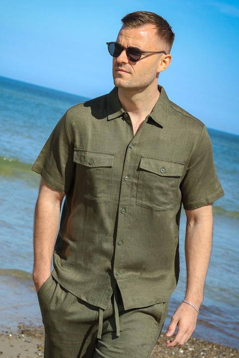 ONLY & SONS Kari Relaxed SS Shirt Viscose Linen Olive Night