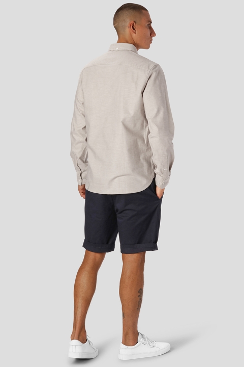 Clean Cut Copenhagen Oxford Stretch Plain L/S Sand Melange