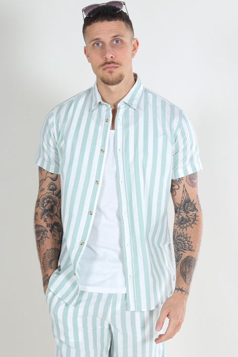 Jack & Jones Joshua Oxford Strip Shirt SS Granite Green