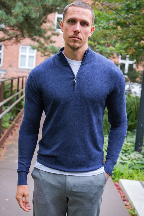 JEFF FRANKIE HALF ZIP KNIT Navy Mix