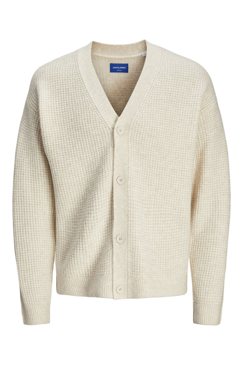 Jack & Jones Ollie Waffle Knit Cardigan Moonbeam