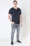 Jack & Jones JJESPLIT NECK TEE SS NOOS Black Slim