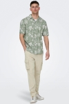 ONLY & SONS Caiden SS Regular Hawaii Linen Shirt Swamp