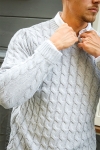 ONLY & SONS Kicker Cable Knit Crew Neck Light Grey Melange