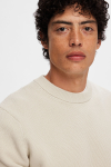 Selected Dane LS Structure Knit Crew Neck Oatmeal