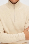 Selected Dane LS Structure Knit Half Zip Oatmeal