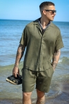 ONLY & SONS Kari Relaxed Cuba Shirt Viscose Linen Olive Night