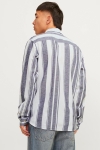 Jack & Jones JJESUMMER LINEN BLEND SHIRT LS SN Navy Big Stripe