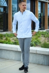 Clean Cut Copenhagen Oxford Stretch Stripe L/S Light Blue