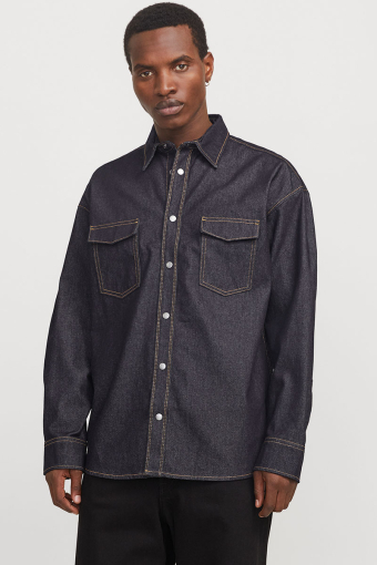 Austin Wide Fit Denim Shirt LS Dark Denim