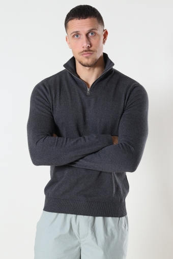 JJEEMIL KNIT HALF ZIP NOOS Dark Grey Melange