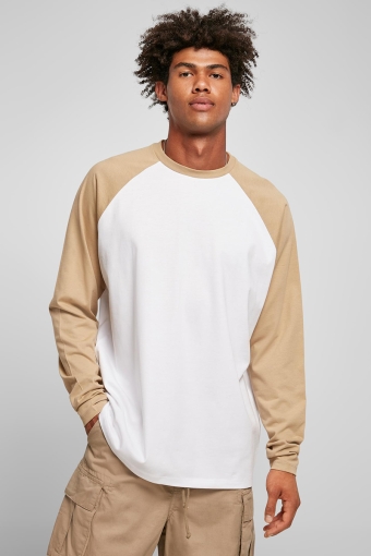 Organic Oversized Raglan Longsleeve White/Beige