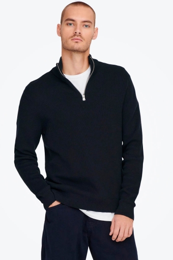 PHIL COTTON HALF ZIP KNIT Dark Navy