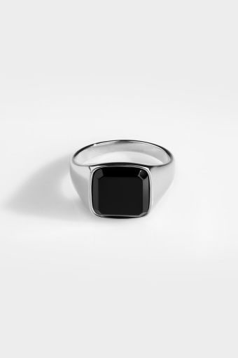 Black Onyx Signature Anneau Silver