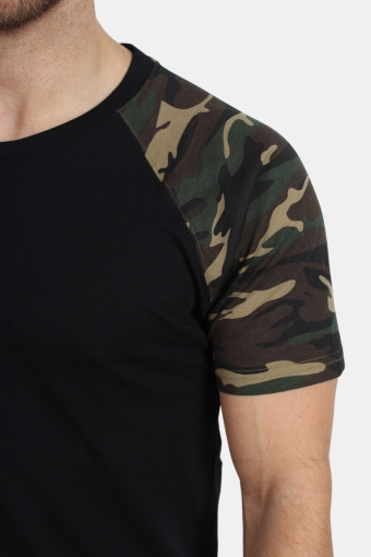 Raglan Contrast Tee Blk/woodcamo